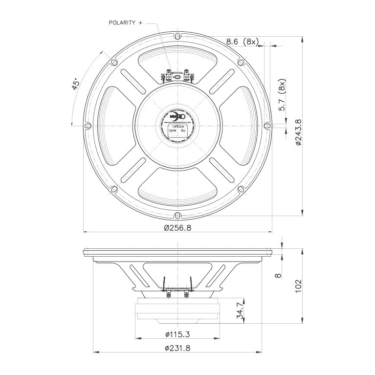 Faital Pro 10FE200 - 10 inch 150W 8 Ohm Loudspeaker