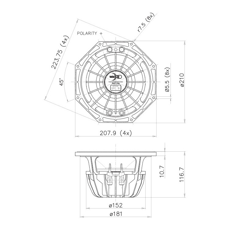 Faital Pro 8PR200 - 8 inch 200W 16 Ohm Loudspeaker