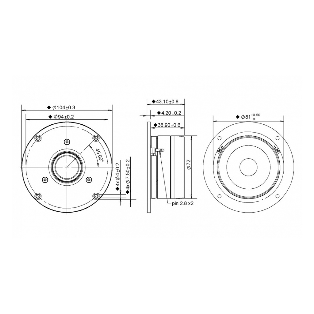 Peerless D27TG35-06 1 inch 6 ohm Tweeter