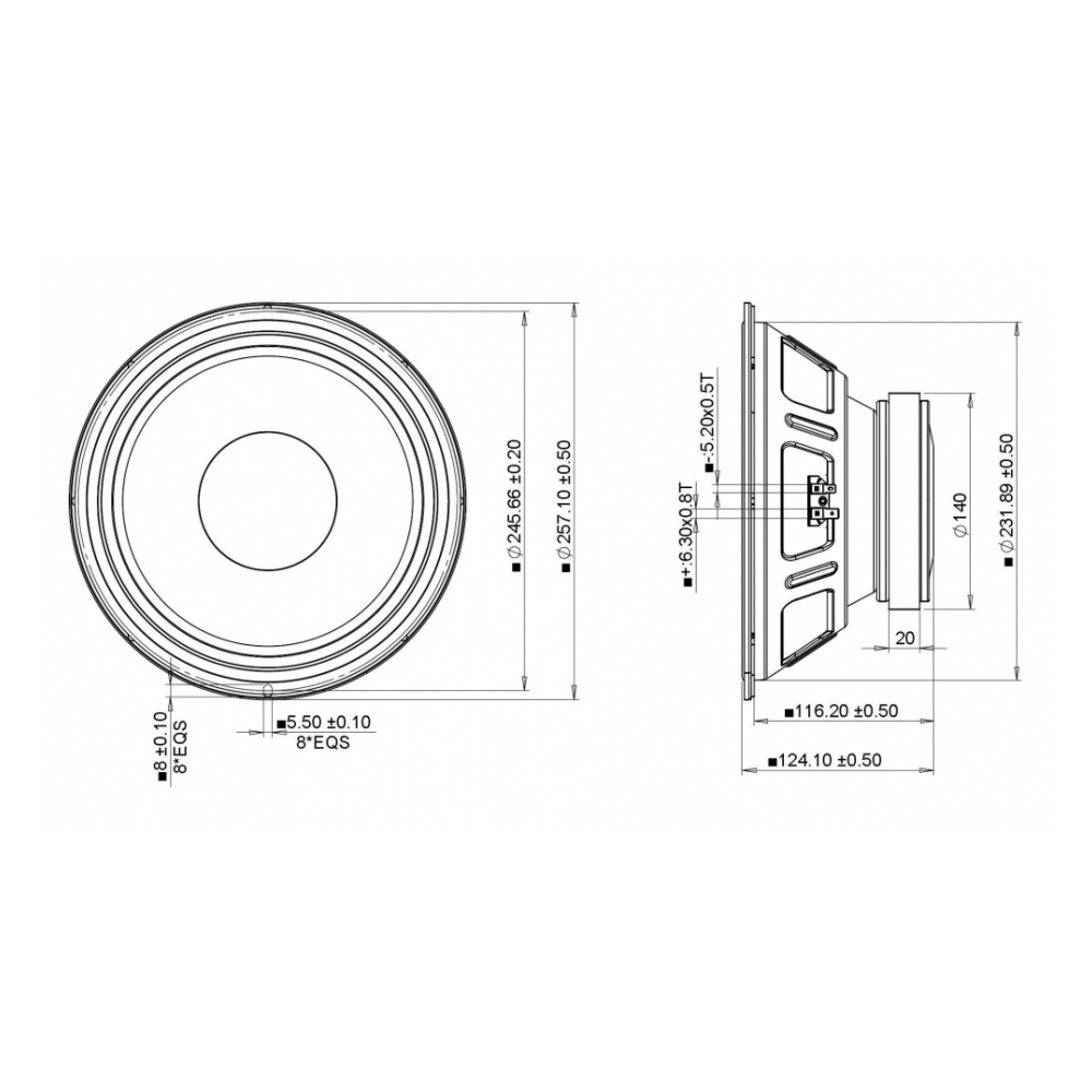 Peerless FSL-1020R02-08 10 inch  170W Woofer