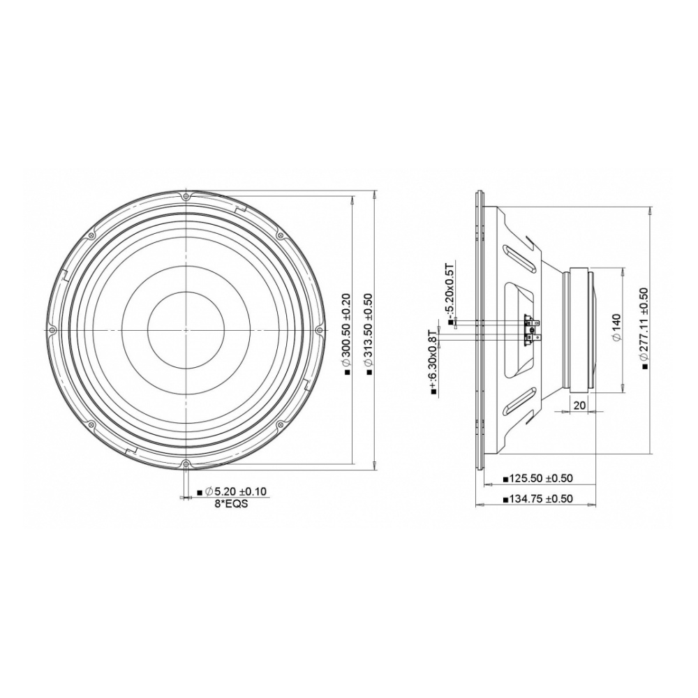 Peerless FSL-1220R02-08 12 inch  170W Woofer