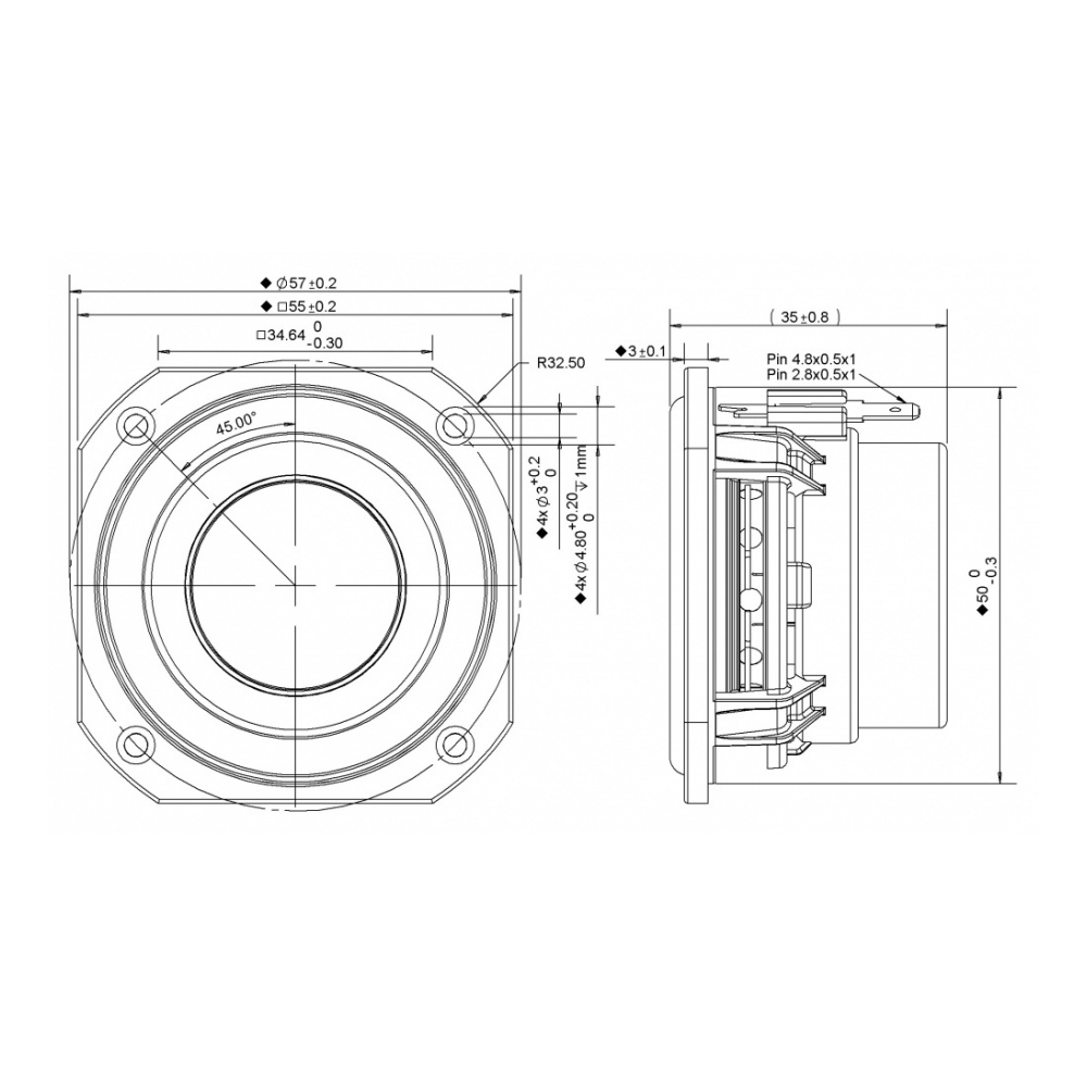 Peerless PLS-P830983 2 inch Full Range 4 ohm Speaker