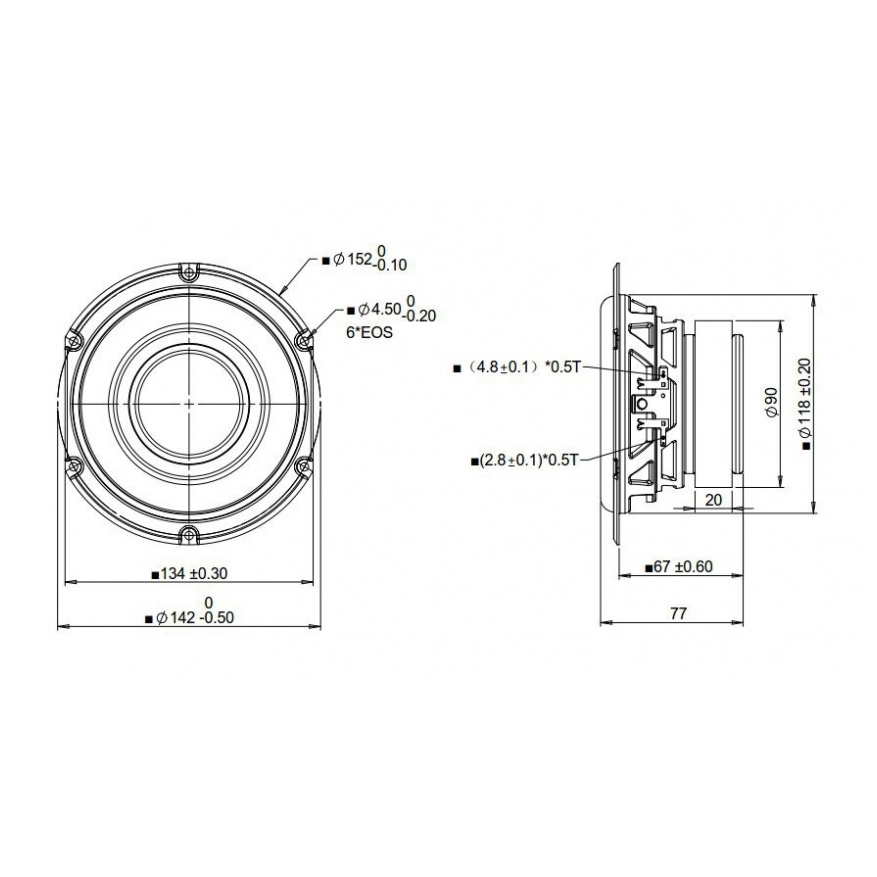 Peerless SDS-135F25CP02-04 5.25 inch  4 Ohm Woofer