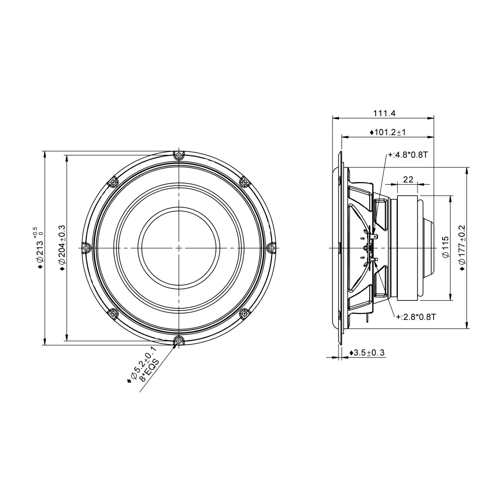 Peerless SLS-P830667 8 inch  Woofer